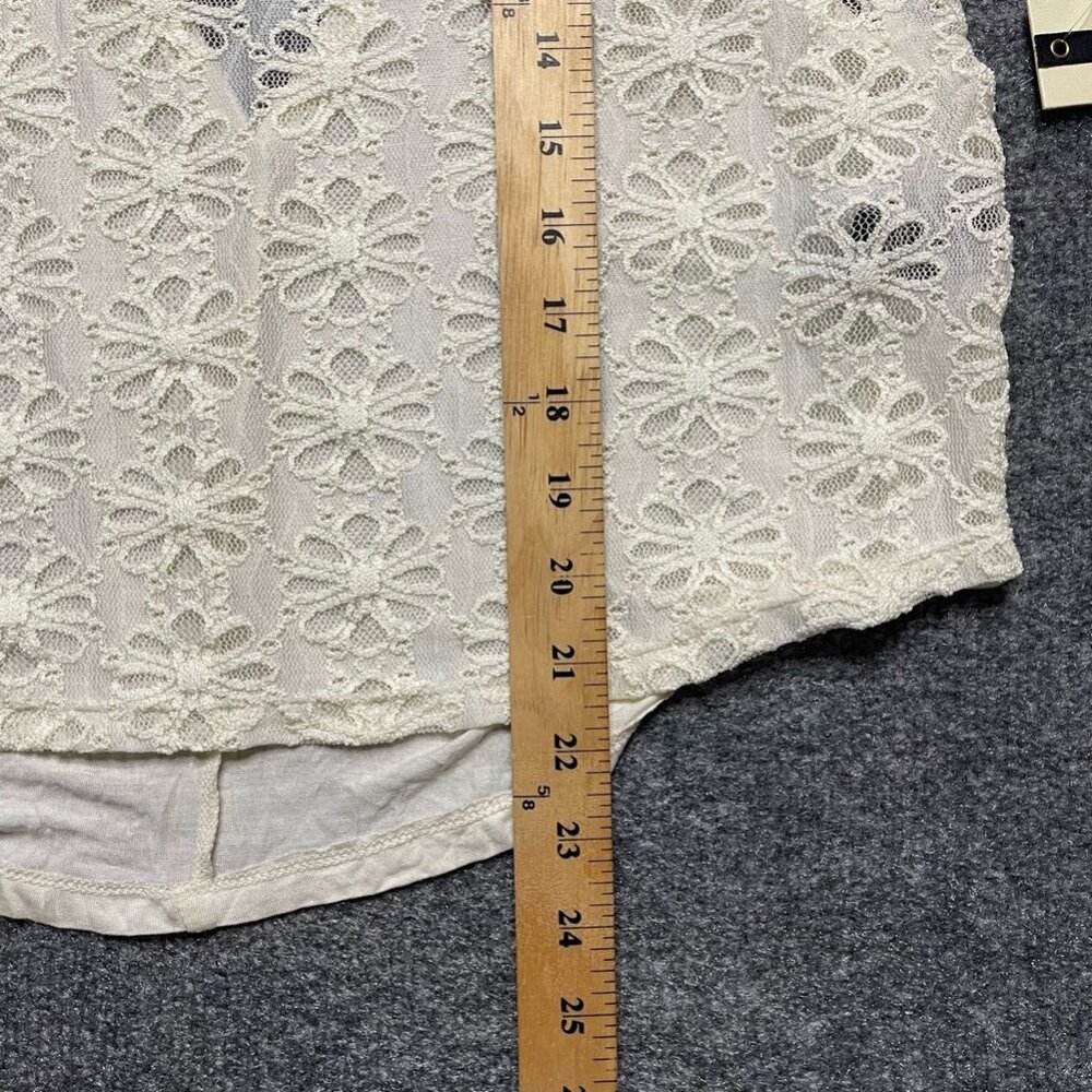 Fifty Street Women Tank Top Ivory Floral Lace Sleeveless Strappy Racerback M New - Picture 7 of 10